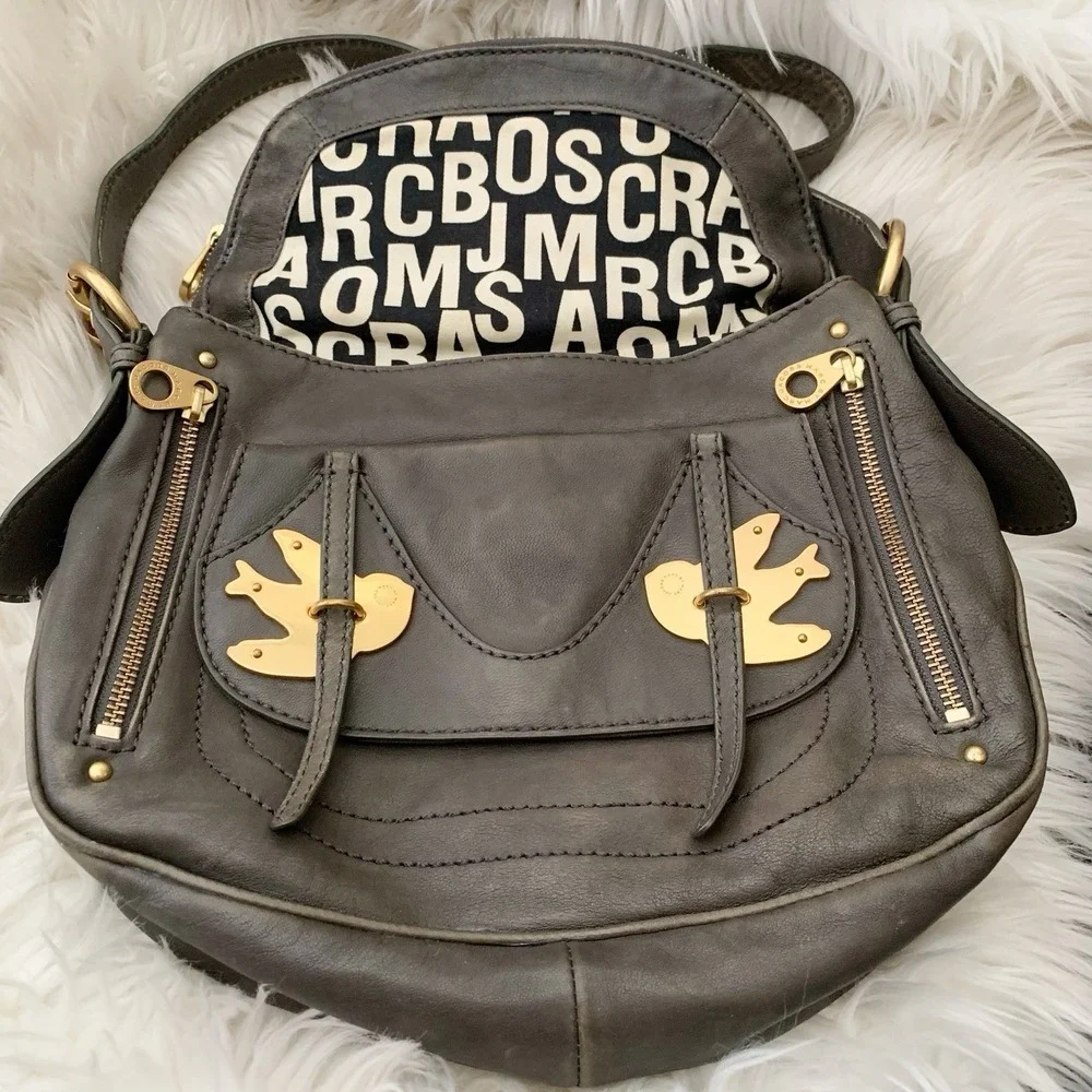 Marc by Marc Jacobs Petal to the Metal Natasha Bird Shoulder Bag Dark Grey